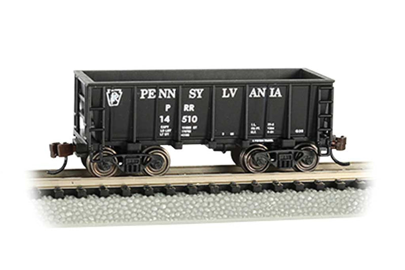 Ore Car - Flat-Bottom - Ready to Run -- Pennsylvania Railroad 14510 (black, Plain Keystone)