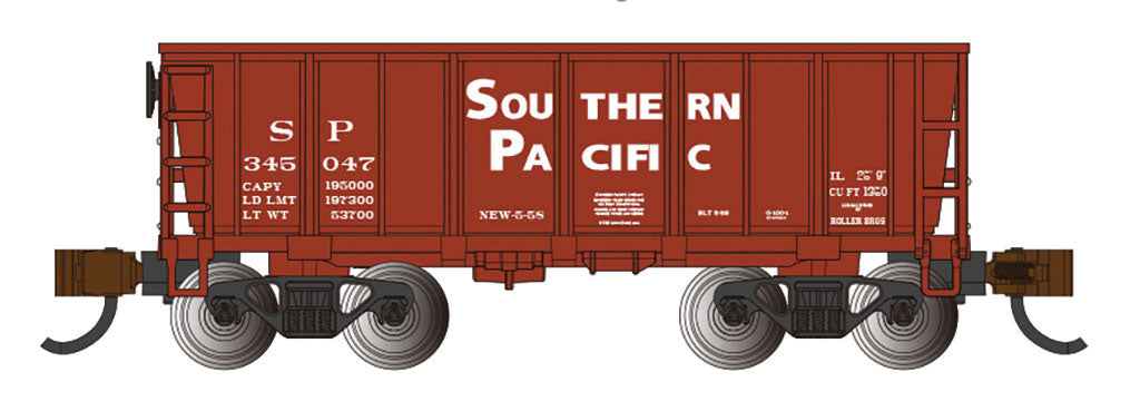 Flat-Bottom Ore Car - Ready to Run -- Southern Pacific 345047 (oxide)