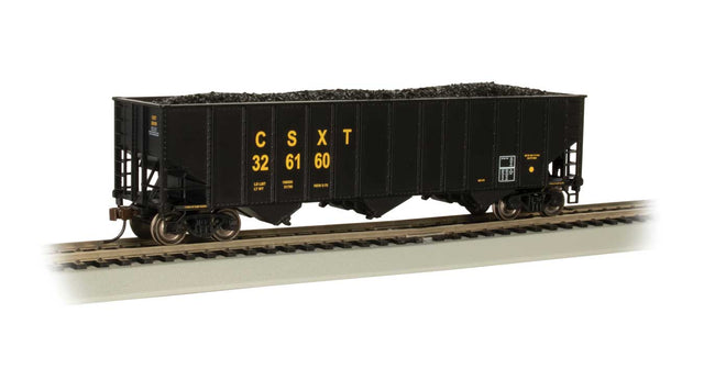 Bethlehem Steel 3-Bay 100-Ton Open Hopper - Ready to Run - Silver Series(R) -- CSX Transportation #326160 (black, yellow)