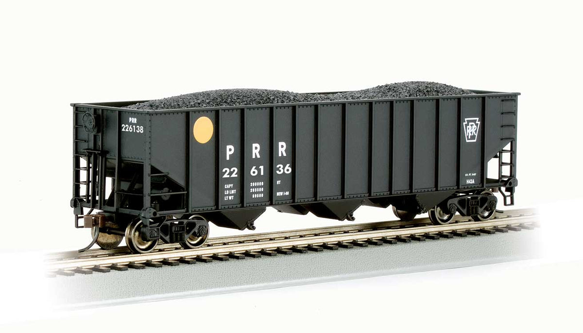 Bethlehem Steel 3-Bay 100-Ton Open Hopper - Ready to Run - Silver Series(R) -- Pennsylvania Railroad #226136 (black, Yellow Ball)