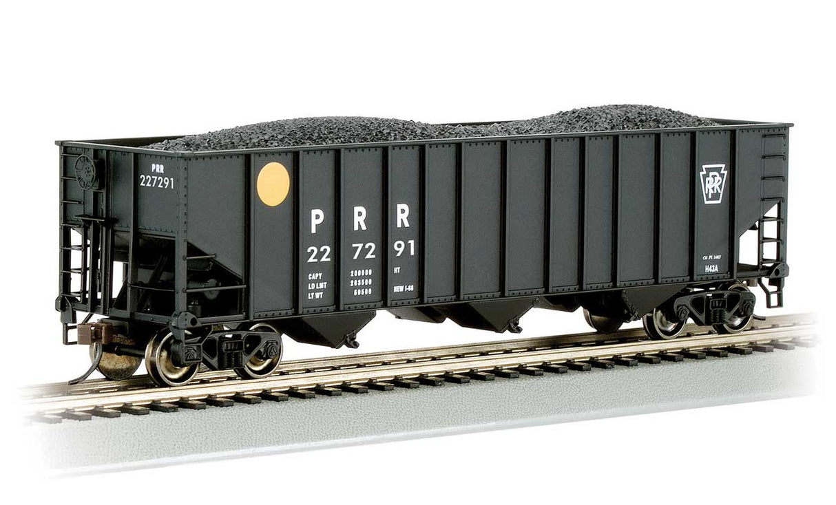 Bethlehem Steel 3-Bay 100-Ton Open Hopper - Ready to Run - Silver Series(R) -- Pennsylvania Railroad #227291 (black, yellow ball)