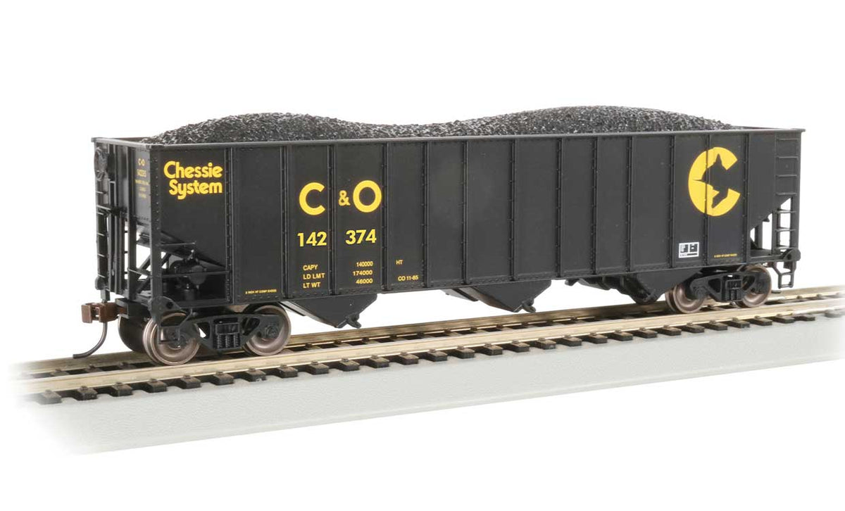 Bethlehem Steel 3-Bay 100-Ton Open Hopper - Ready to Run - Silver Series(R) -- Chessie System C&O #142315 (black, yellow)