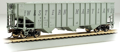 Bethlehem Steel 3-Bay 100-Ton Open Hopper - Ready to Run - Silver Series(R) -- Western Maryland #63834 (gray, black "Speed Lettering")-1