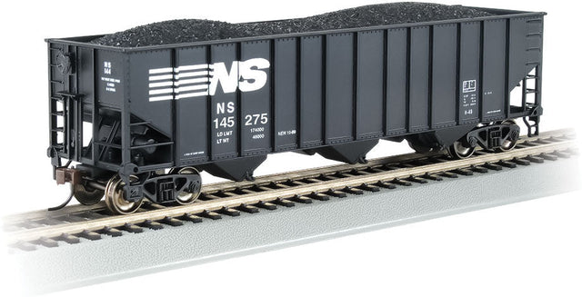 Bethlehem Steel 3-Bay 100-Ton Open Hopper - Ready to Run - Silver Series(R) -- Norfolk Southern 145275 (black, white)