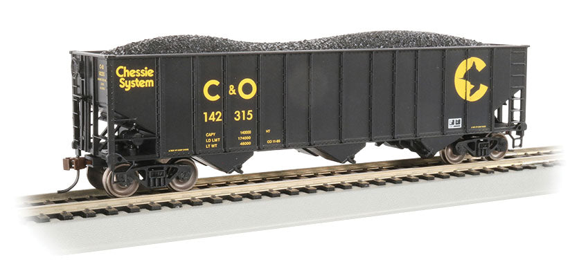 Bethlehem Steel 3-Bay 100-Ton Open Hopper - Ready to Run - Silver Series(R) -- Chessie C&O 142315 (black, yellow)