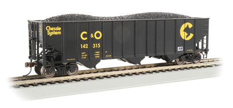 Bethlehem Steel 3-Bay 100-Ton Open Hopper - Ready to Run - Silver Series(R) -- Chessie C&O 142315 (black, yellow)
