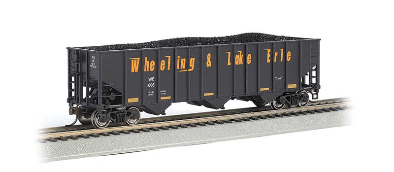 Bethlehem Steel 3-Bay 100-Ton Open Hopper - Ready to Run - Silver Series(R) -- Wheeling & Lake Erie 606 (black, orange, Speed Lettering)