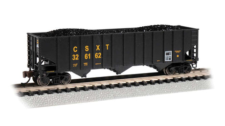 Bethlehem Steel 100-Ton 3-Bay Hopper - Ready to Run -- CSX #326162 (black, yellow, Reporting Marks Only)