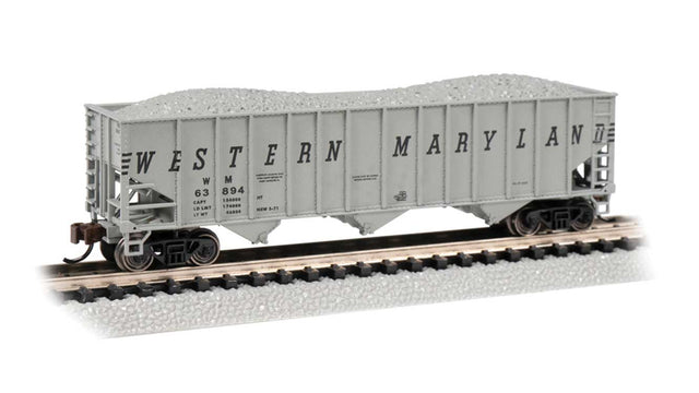 Bethlehem Steel 100-Ton 3-Bay Hopper - Ready to Run -- Western Maryland #63894 (gray, black, Speed Lettering)