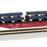 50' Flatcar w/Steel Beam Load Ready to Run -- Union Pacific