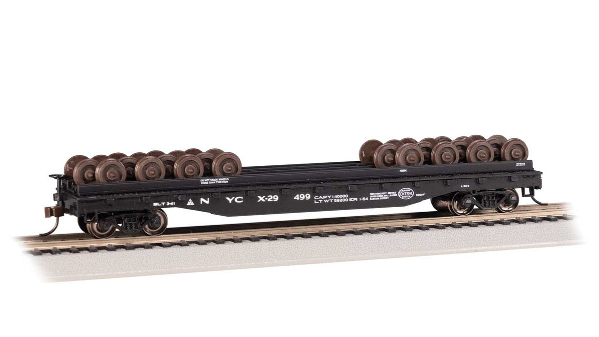 52' Wheel Flatcar with Load - Ready to Run -- New York Central #X-29499 (black)