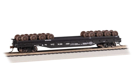 52' Wheel Flatcar with Load - Ready to Run -- New York Central #X-29499 (black)