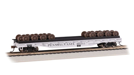 52' Wheel Flatcar with Load - Ready to Run -- Pennsylvania Railroad #491311 (gray, black)