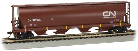 Canadian Cylindrical 4-Bay Grain Hopper - Ready to Run - Silver Series(R) -- Canadian National #377375 (Boxcar Red, CN Noodle)-1