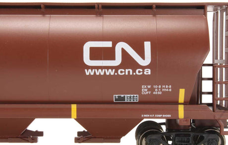 Canadian Cylindrical 4-Bay Grain Hopper - Ready to Run - Silver Series(R) -- Canadian National #377375 (Boxcar Red, CN Noodle)-3