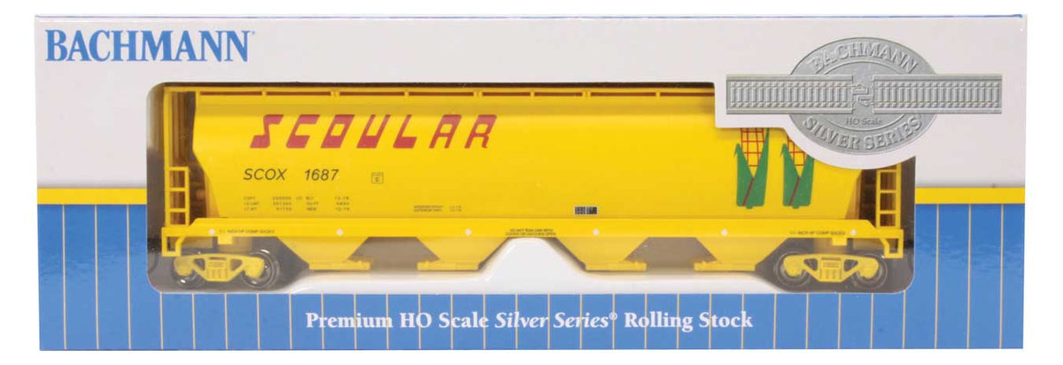 Canadian Cylindrical 4-Bay Grain Hopper - Ready to Run - Silver Series(R) -- Scoular Grain #1687 (yellow)-5