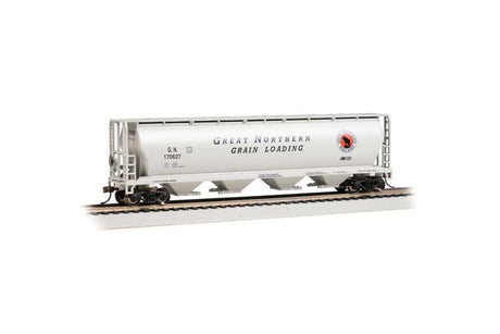 Canadian Cylindrical 4-Bay Grain Hopper - Ready to Run - Silver Series(R) -- Great Northern (gray, black, red, Large Grain Loading Lettering)-2