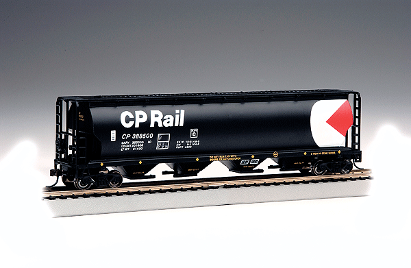 Canadian Cylindrical 4-Bay Grain Hopper - Ready to Run - Silver Series(R) -- Canadian Pacific (black, white, red; Multimark Logo)-1