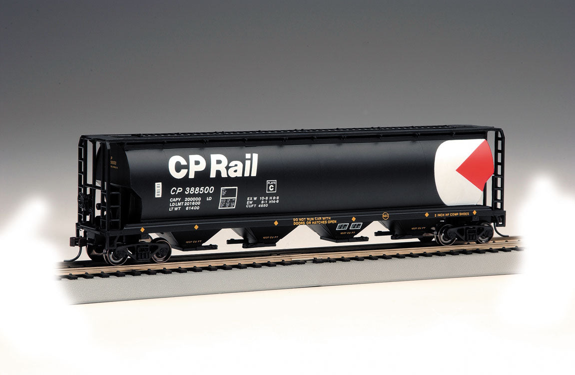 Canadian Cylindrical 4-Bay Grain Hopper - Ready to Run - Silver Series(R) -- Canadian Pacific (black, white, red; Multimark Logo)-2
