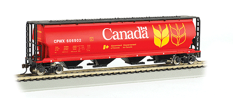Canadian Cylindrical 4-Bay Grain Hopper - Ready to Run - Silver Series(R) -- Government of Canada #1 CPWX (red, black, yellow)-1