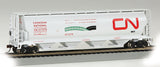 Canadian Cylindrical 4-Bay Grain Hopper - Ready to Run - Silver Series(R) -- Canadian National (white, red; Large Noodle, Environmental Mode Logos)-2