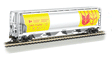 Canadian Cylindrical 4-Bay Grain Hopper - Ready to Run - Silver Series(R) -- Government of Canada #3 CNWX (silver, yellow, brown)-1