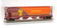Canadian Cylindrical 4-Bay Grain Hopper - Ready to Run - Silver Series(R) -- Saskatchewan Grain Car Corp. (orange, brown, yellow)