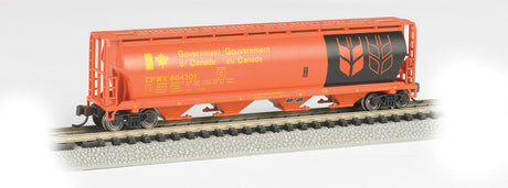 Canadian Cylindrical 4-Bay Grain Hopper - Ready to Run - Silver Series(R) -- Government of Canada CPWX (orange, black, yellow)-2