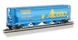Canadian Cylindrical 4-Bay Grain Hopper - Ready to Run - Silver Series(R) -- Alberta Heritage Fund Edmonton (blue, yellow; Billboard Alberta)-1