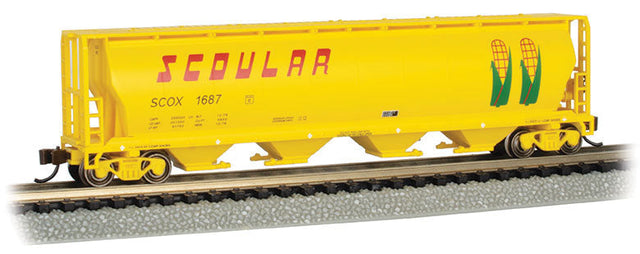 Canadian Cylindrical 4-Bay Grain Hopper - Ready to Run - Silver Series(R) -- Scoular Grain SCOX #1687 (yellow, Ears of Corn)