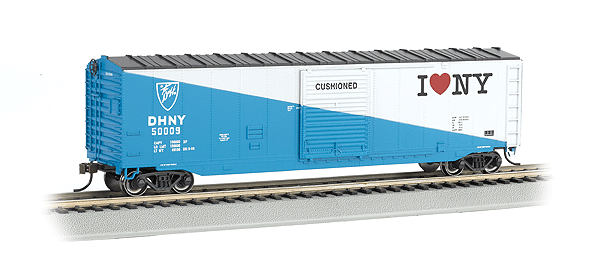 Silver Series(R) 50' Sliding-Door Boxcar - Ready to Run -- Delaware & Hudson (blue, white; "I Love NY" Logo)-1