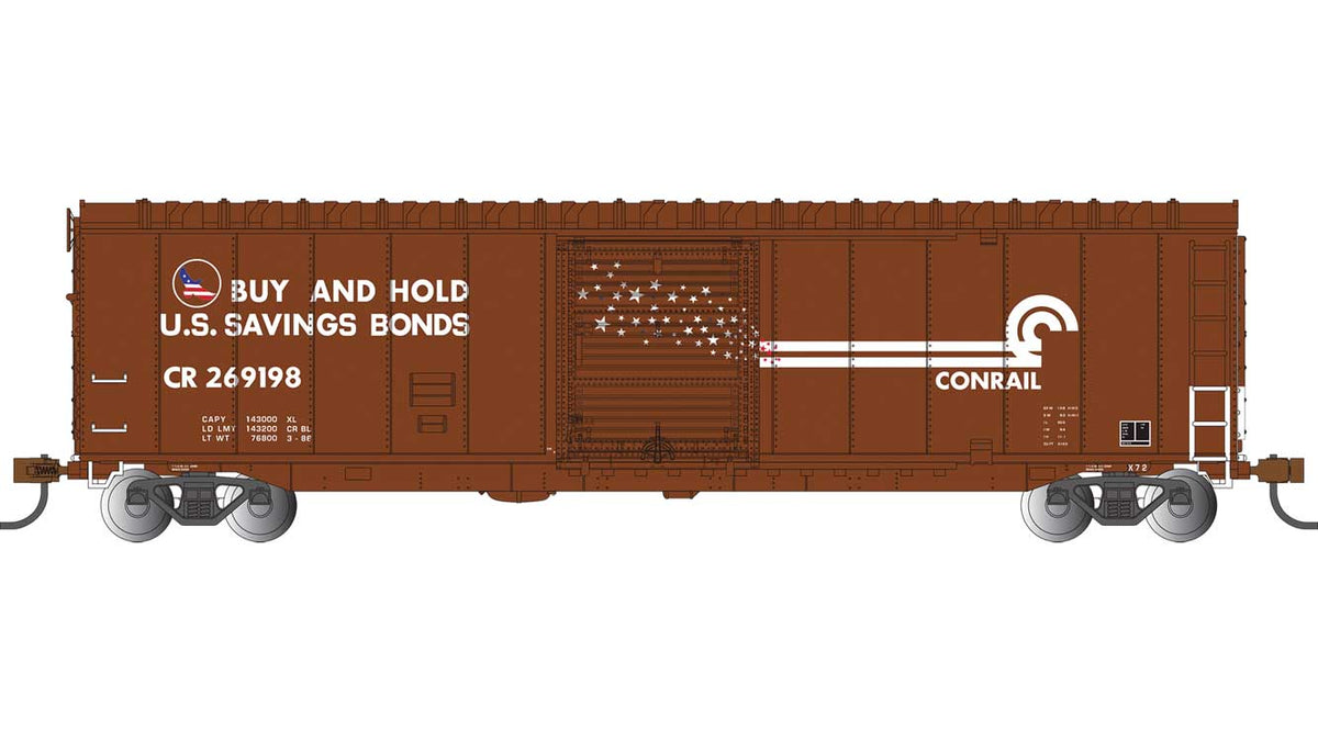 50' Sliding-Door Boxcar - Ready to Run - Silver Series(R) -- Conrail #269298 (Boxcar Red, white, Buy US Savings Bonds)