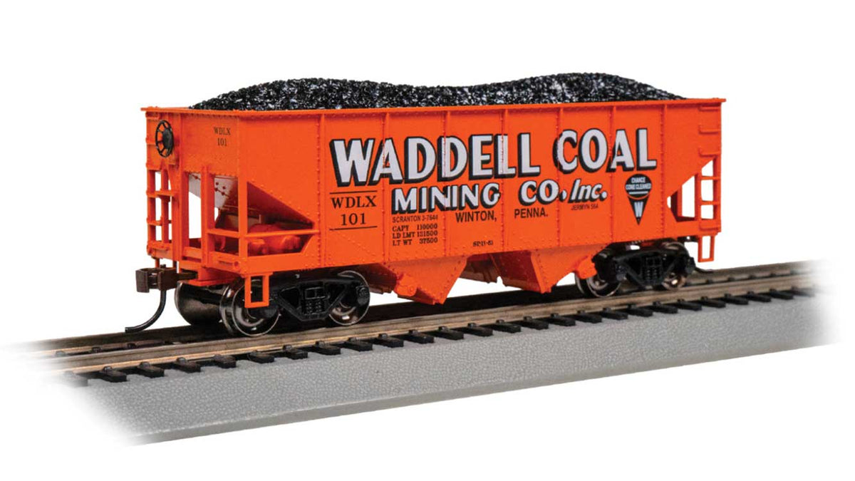 USRA 55-Ton Outside-Braced Hopper with Load - Ready to Run - Silver Series(R) -- Waddell Coal 101 (orange, white)