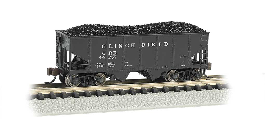 USRA 55-Ton 2-Bay Open Hopper w/Load - Ready to Run - Silver Series(R) -- Clinchfield #44257 (black)-2