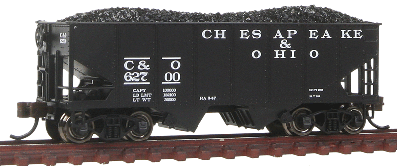 USRA 55-Ton 2-Bay Open Hopper w/Load - Ready to Run - Silver Series(R) -- Chesapeake & Ohio (black)-1