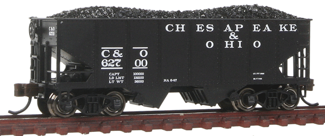 USRA 55-Ton 2-Bay Open Hopper w/Load - Ready to Run - Silver Series(R) -- Chesapeake & Ohio (black)-1