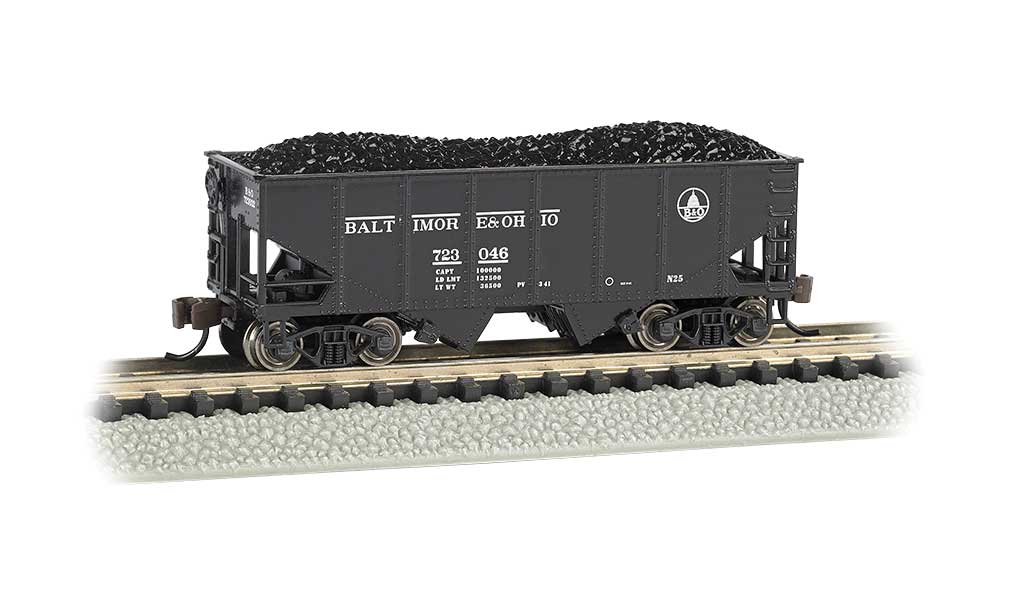 USRA 55-Ton 2-Bay Open Hopper w/Load - Ready to Run - Silver Series(R) -- Baltimore & Ohio #723046 (black, Capitol Dome Logo)