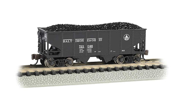 USRA 55-Ton 2-Bay Open Hopper w/Load - Ready to Run - Silver Series(R) -- Baltimore & Ohio #723046 (black, Capitol Dome Logo)