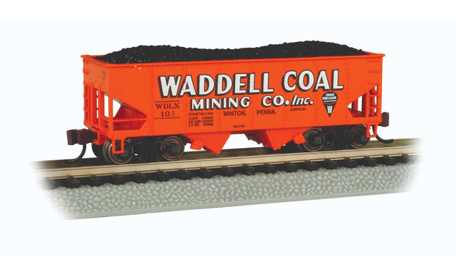 USRA 55-Ton 2-Bay Open Hopper w/Load - Ready to Run - Silver Series(R) -- Waddell Coal WDLX #103 (orange, white, black)