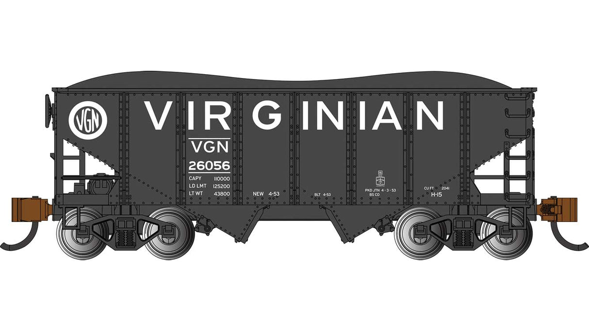 USRA 55-Ton Outside-Braced Hopper with Load - Ready to Run - Silver Series(R) -- Virginian #26056 (black,white)