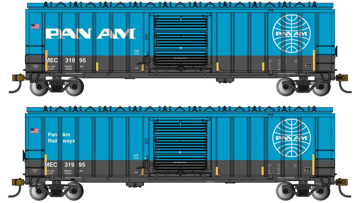 ACF 50'6" Outside-Braced Boxcar - Ready to Run - Silver Series(R) -- Pan Am Railways #31995 (blue, white)