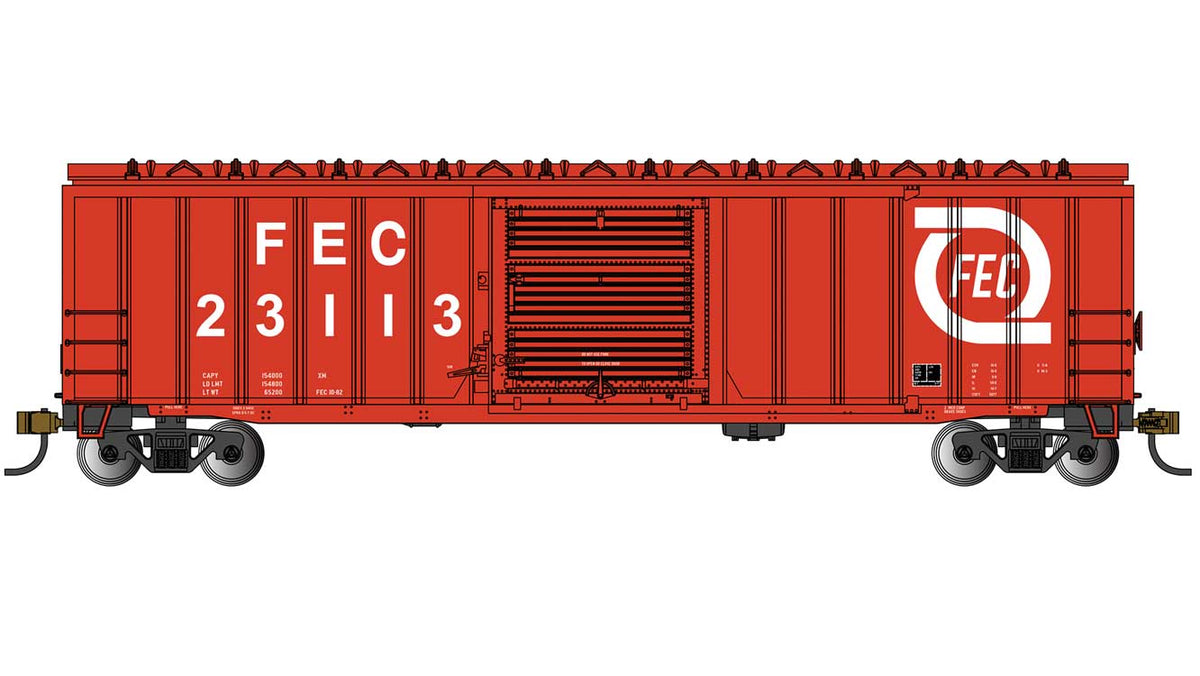 ACF 50'6" Outside-Braced Boxcar - Ready to Run - Silver Series(R) -- Florida East Coast #23113 (red, white, Large Logo)