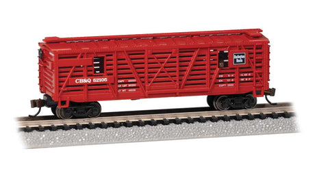 Animated Stock Car - Ready to Run -- Chicago, Burlington & Quincy #52105 (Cattle Load, red)
