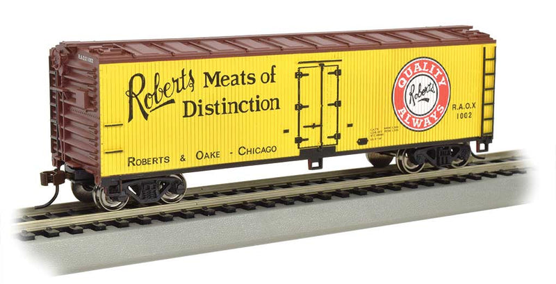 40' Wood Reefer - Ready to Run - Silver Series(R) -- Roberts & Oake RAOX ("Meats of Distinction", "Quality Always" Slogans)