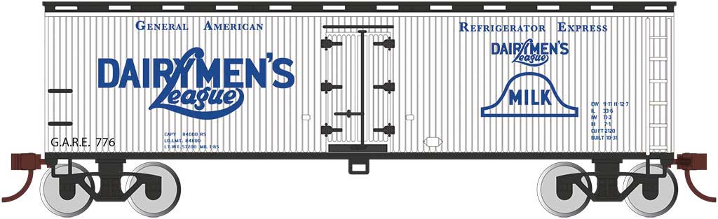 40' Wood Reefer - Ready to Run - Silver Series(R) -- Dairymen's League (white, blue, black)