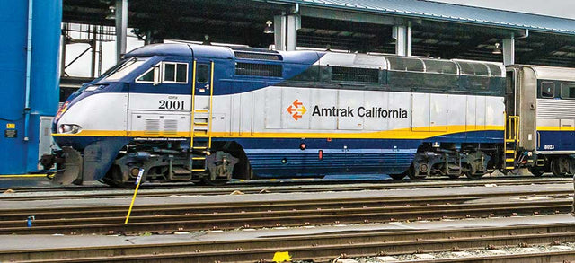 EMD F59PHI - 3-Rail w/True Blast Plus(R) Sound - Williams -- Amtrak California #2001 (blue, silver, yellow)