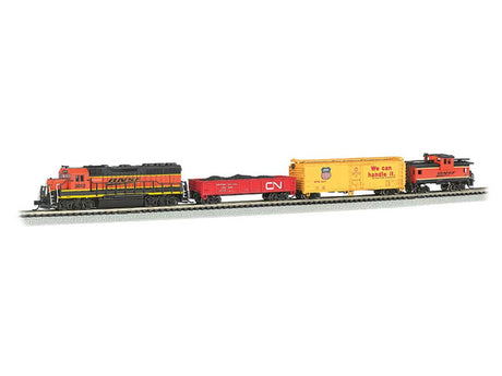 Roaring Rails Diesel Train Set - Sound and DCC -- BNSF Railway GP40, 3 Cars; E-Z Track Oval, Controller-2