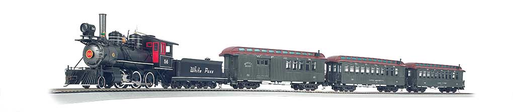 White Pass & Yukon -- 2-6-0 Loco, Wood Combine, Wood Coach; 56 x 38" Track Oval, Power Pack-2