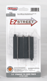 E-Z Street Track for Operating Vehicles & Trolleys -- 2-1/2"  6.2cm Straight-to-Curve Connector Track pkg(4)-1