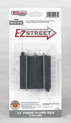 E-Z Street Track for Operating Vehicles & Trolleys -- 2-1/2"  6.2cm Straight-to-Curve Connector Track pkg(4)-1